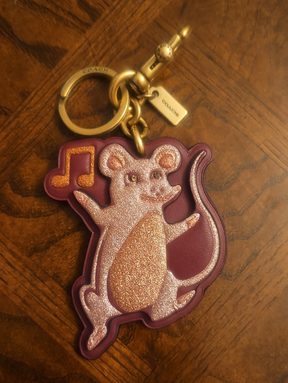 COACH Party Animal Glitter Mouse Keychain/Bag Charm